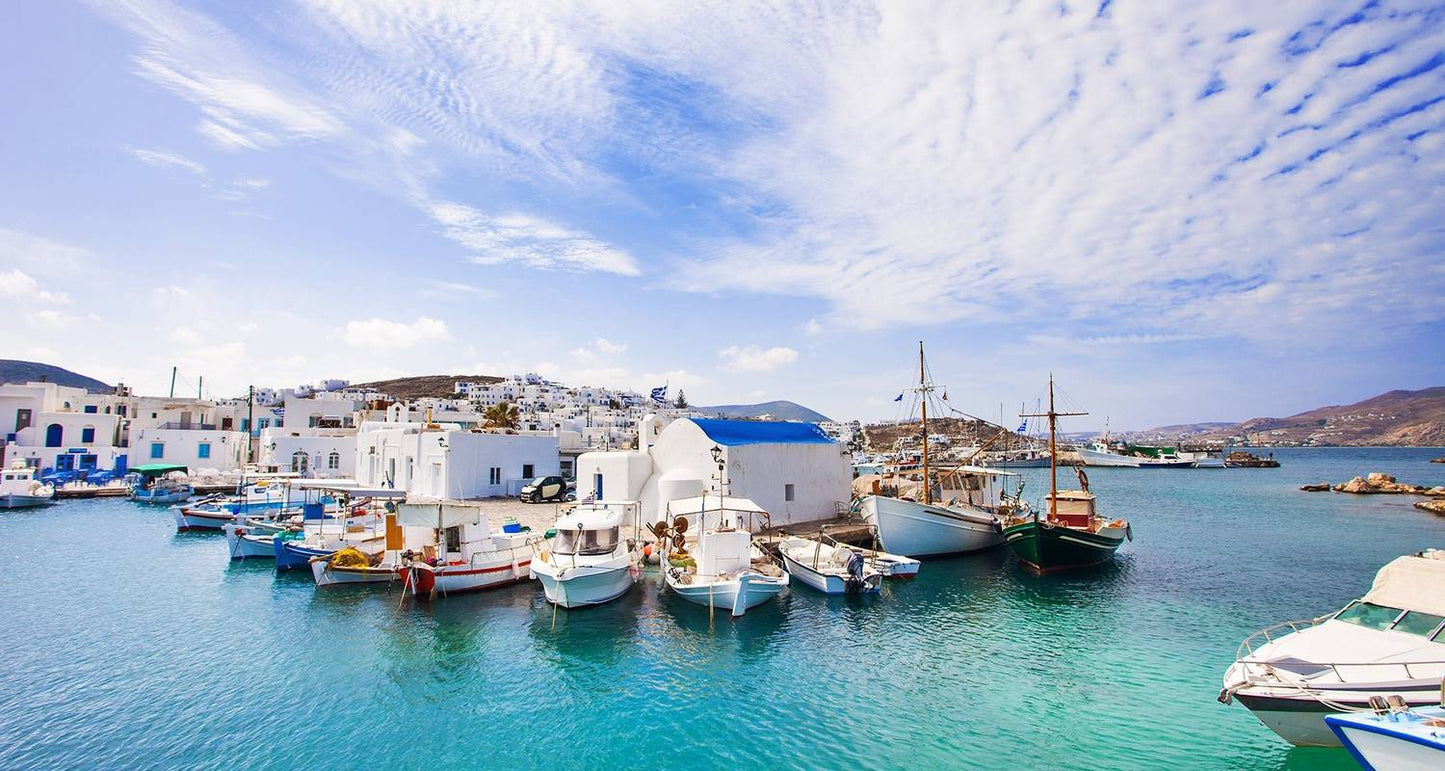 Paros, Naxos, Santorini & Milos with Guided Tours - Premium